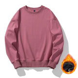 Casual Crewneck Fleece Thick Sweatshirts Long Sleeve Loose Fit Soft Pullover Tops