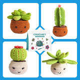 Beginner Crochet Kit 4-Pattern Cactus Plants Crochet Starter Kit