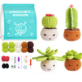 Beginner Crochet Kit 4-Pattern Cactus Plants Crochet Starter Kit