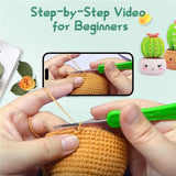 Beginner Crochet Kit 4-Pattern Cactus Plants Crochet Starter Kit