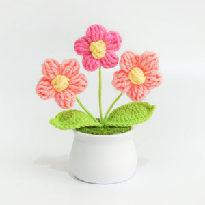 Crochet Sunflower Knitted Flower Mini Potted Artificial Plants