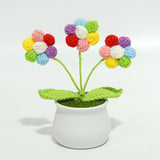 Crochet Sunflower Knitted Flower Mini Potted Artificial Plants