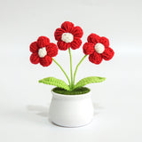 Crochet Sunflower Knitted Flower Mini Potted Artificial Plants