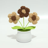 Crochet Sunflower Knitted Flower Mini Potted Artificial Plants