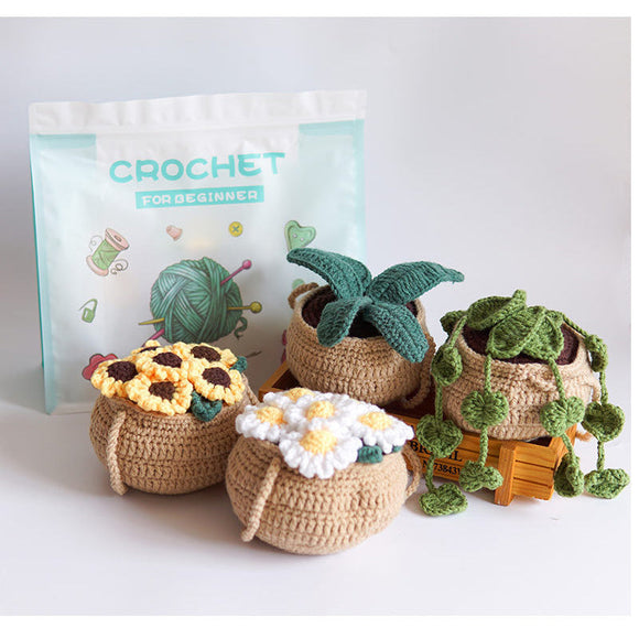 Crochet Plants Starter Kit - 4 Patterns Beginner Set