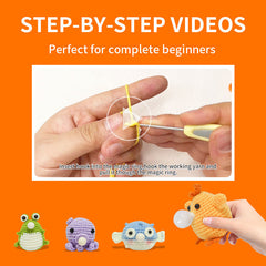 4-Pattern Animal Spit Bubbles Crochet Starter Kit Step-by-Step Stress-Relief Fun