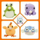 4-Pattern Animal Spit Bubbles Crochet Starter Kit Step-by-Step Stress-Relief Fun