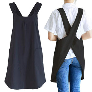 Bandage-Free Cross Back Apron with Pockets