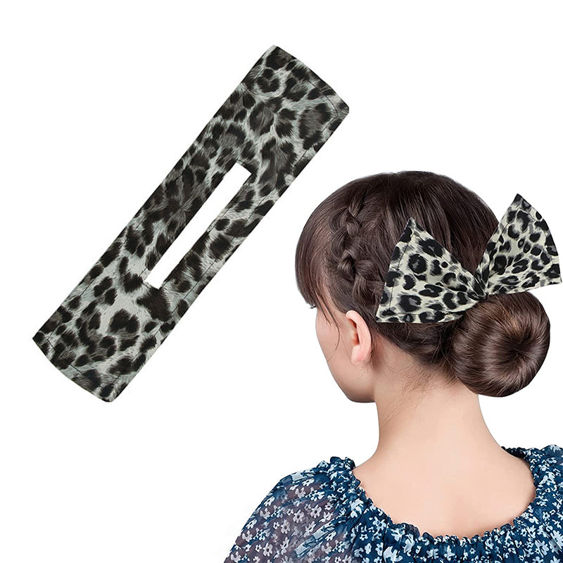 DIY Leopard Printed Deft Hair Bun Maker Headband Hair Styling Tools