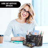 Mesh Desk Organizer Multi-functional Caddy with 8 Compartments 1 Drawer Pen Holder