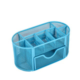 Mesh Desk Organizer Multi-functional Caddy with 8 Compartments 1 Drawer Pen Holder