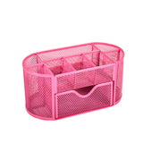 Mesh Desk Organizer Multi-functional Caddy with 8 Compartments 1 Drawer Pen Holder