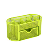 Mesh Desk Organizer Multi-functional Caddy with 8 Compartments 1 Drawer Pen Holder