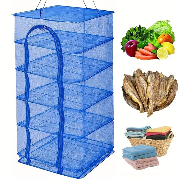 Drying Rack Folding Fish Mesh Foldable Multi-Layer Nylon Hanging Net