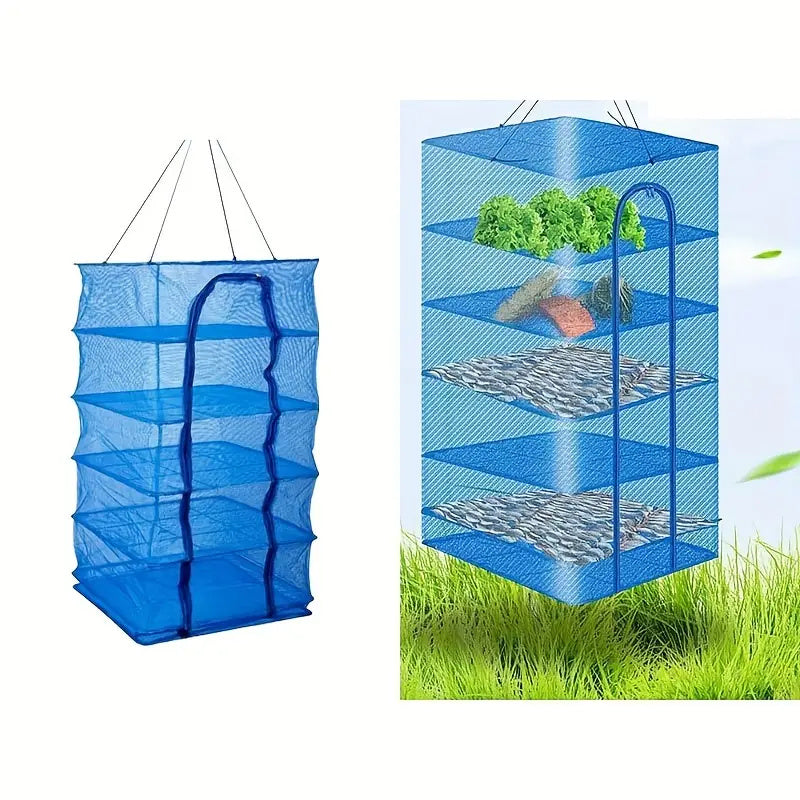 Fish Dry Rack Drying Rack Folding Fish Mesh Foldable Multi-Layer Nylon Hanging Net ...