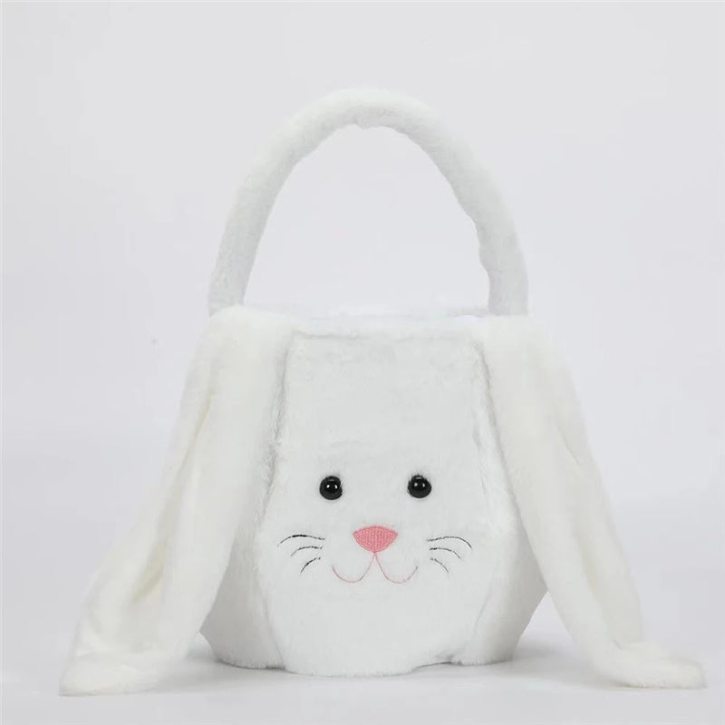 Easter Bunny Basket Long Ear Plush Handbag Egg Candy Baskets Tote Bag