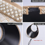 Vinyl Sun Visor Hats for Women with Wide Brim Pearl Decoration