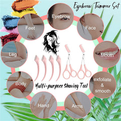 Eyebrow Trimmer Set Stainless Steel Curved Eyebrow Razor Scissors With Comb