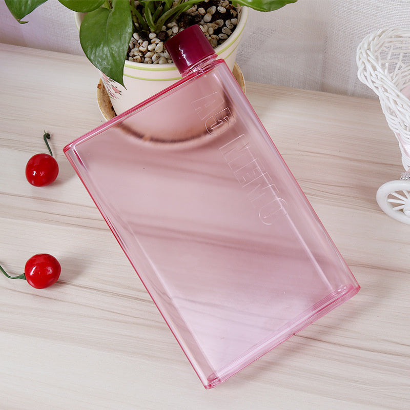 Clear Reusable Slim Flat Water Bottle 420ML