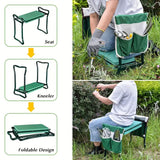 Foldable Garden Kneeler and Garden Seat Gardening Stool with Tool Pouch EVA Foam Pad