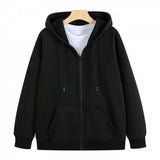 French Terry Zip-up Hoodie Long sleeve Soft Hooded Sweatshirt Jackets with Pocket