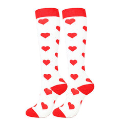 Knee-High Compression Socks Heart Pattern Sports Nylon Stockings for Women & Men