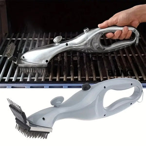 Grill Cleaner Brush  BBQ Grill Cleaning Tool Stainless Steel Bristles Wire Brush with Scraper