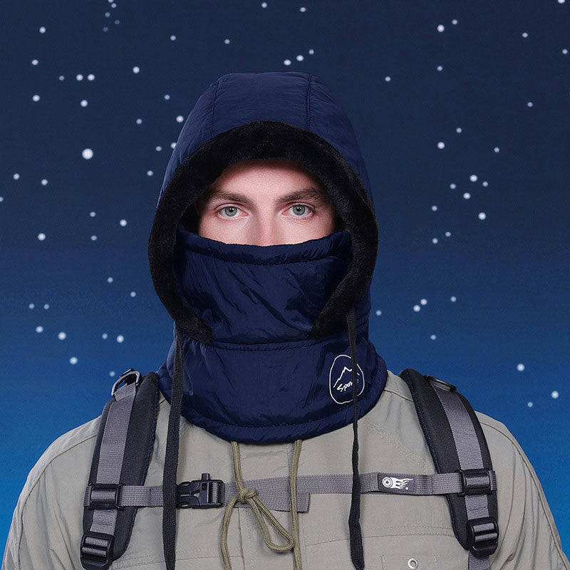 Warm Plush Hoodie Hat Scarf for Skiing, Running, Motorcycle, Outdoor Sports
