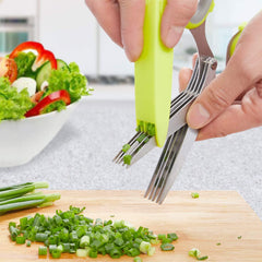Herb Scissors Shears Cutter with 5 Blades Kitchen Gadgets