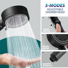 High Pressure Shower Head with 5 Spray Modes and ON/Off Switch