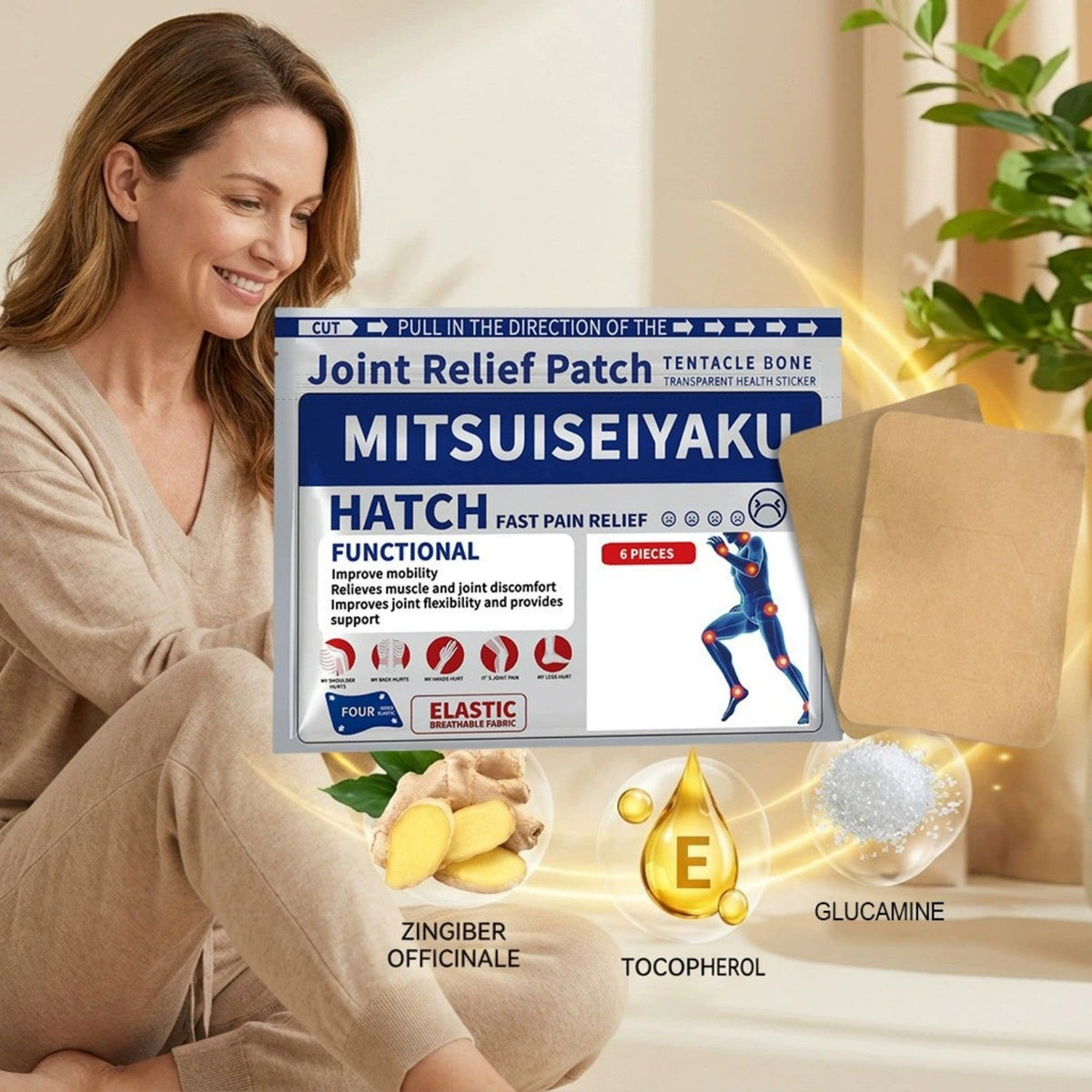 Joint Relief Patch, Fast Acting Pain Relief Patch for Knee Shoulder Back Herbal Cooling Muscle Support Patch