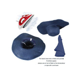 Summer Elegant Floppy Large Wide Brim Beach Sun Cap Straw Navy Blue