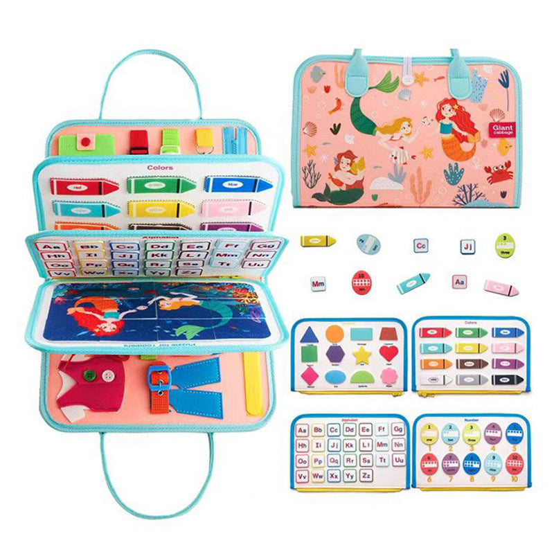 Kids Busy Board For Toddlers Montessori Toys with Dressing Skills Sensory Game