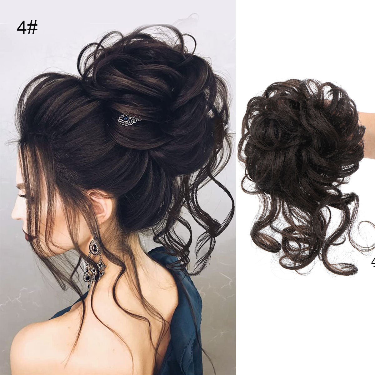 Messy Curly Chignon Hair Bun Ponytail Hair Extensions