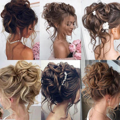 Messy Curly Chignon Hair Bun Ponytail Hair Extensions