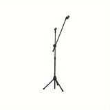 Microphone Stand with 60cm Tripod Base Dual Mic Clip 360 Degree Rotating