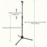 Microphone Stand with 60cm Tripod Base Dual Mic Clip 360 Degree Rotating