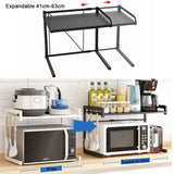 Microwave Oven Rack Kitchen Storage Shelf 2-Tier Adjustable Countertop Organizer