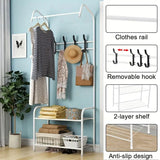 Multifunctional Clothes and Shoe Rack Clothes Coat Rail Garment Dress Hanging Rack