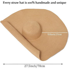 Oversized Beach Straw Hat for Women Large Wide Brim Visor Hats Summer Beach Cap