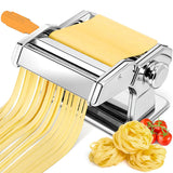 Stainless Steel Manual Pasta Maker Machine with 6 Adjustable Thickness Settings