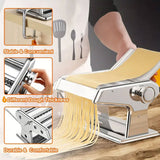 Stainless Steel Manual Pasta Maker Machine with 6 Adjustable Thickness Settings