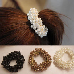 Pearls Beads Hair Rope Ponytail Holder Rubber Elastic Headbands
