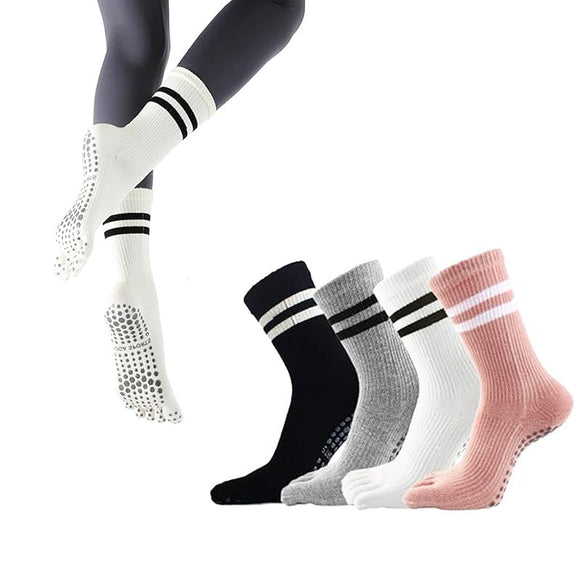 Non Slip Yoga Five Toe Grippy Trampoline Socks for Hospital Barre Sticky Gym Slipper Socks