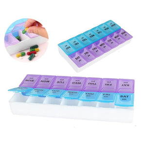 Portable Weekly Pill Organizer Box 7 Day Compartments Travel Medication Holder