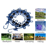 Adjustable Camping Laundry Line Durable Outdoor Clothesline Clothes Drying Rope 12 Clips