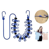 Adjustable Camping Laundry Line Durable Outdoor Clothesline Clothes Drying Rope 12 Clips