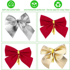 12Pcs Christmas Bows Xmas Tree Bowknot Ornaments Decoration