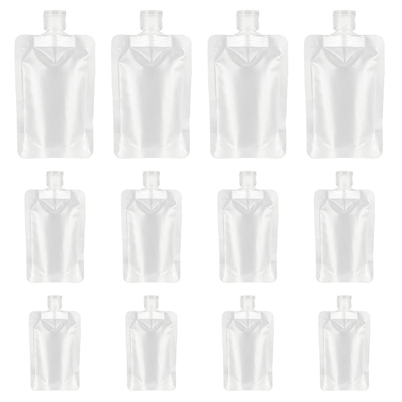 4 Pcs Refillable Empty Squeeze Pouch Bags for Toiletry Lotion Shampoo Shower Gel