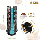 Rotating 24 Coffee Capsule Pod Holder Tower for Kitchen Countertops